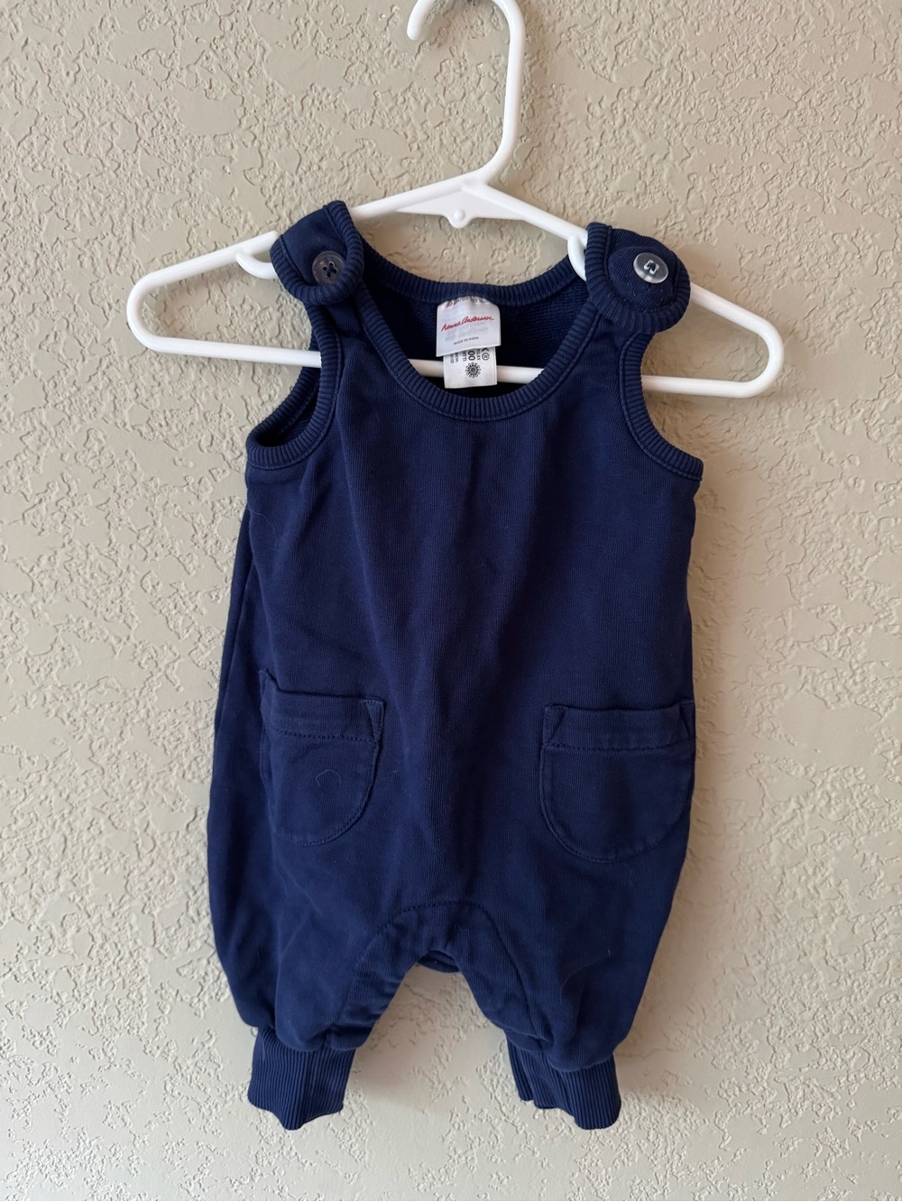 Hanna Andersson Navy Romper with Pockets | 0-3